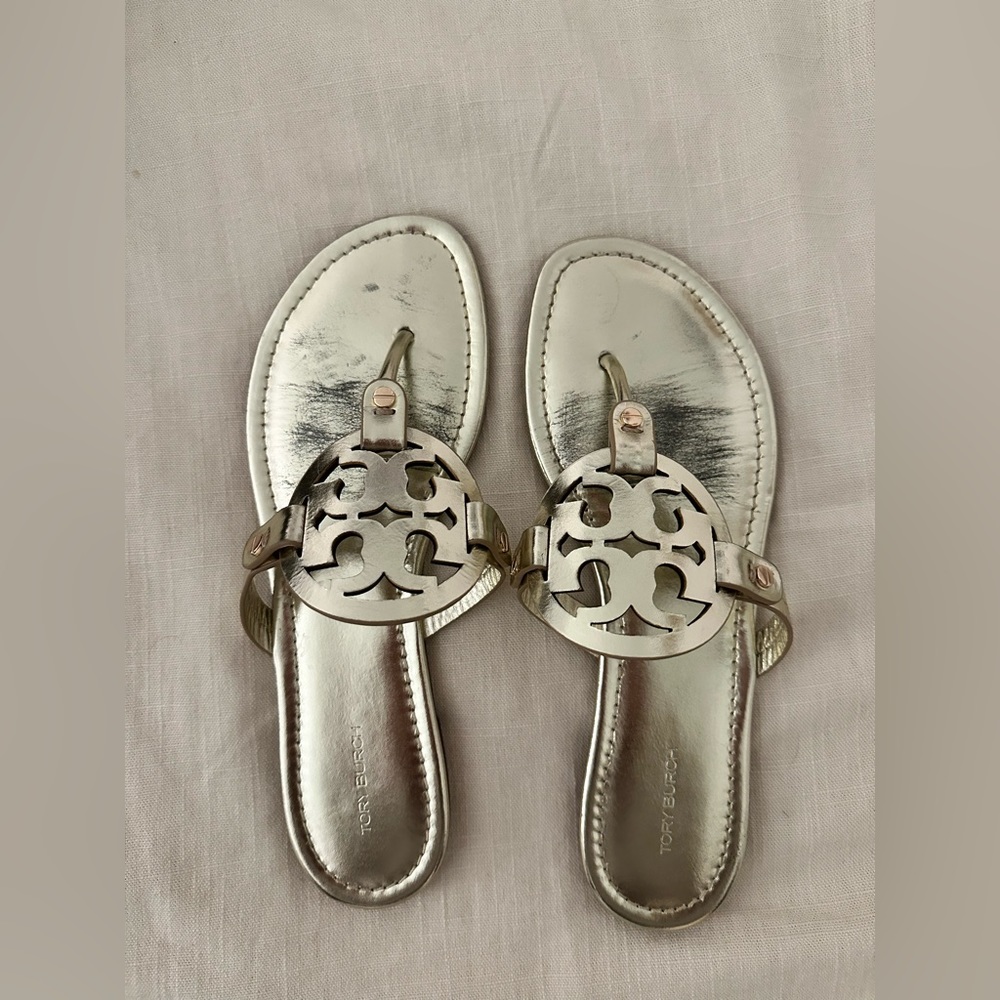 Gold Tory Burch miller sandals